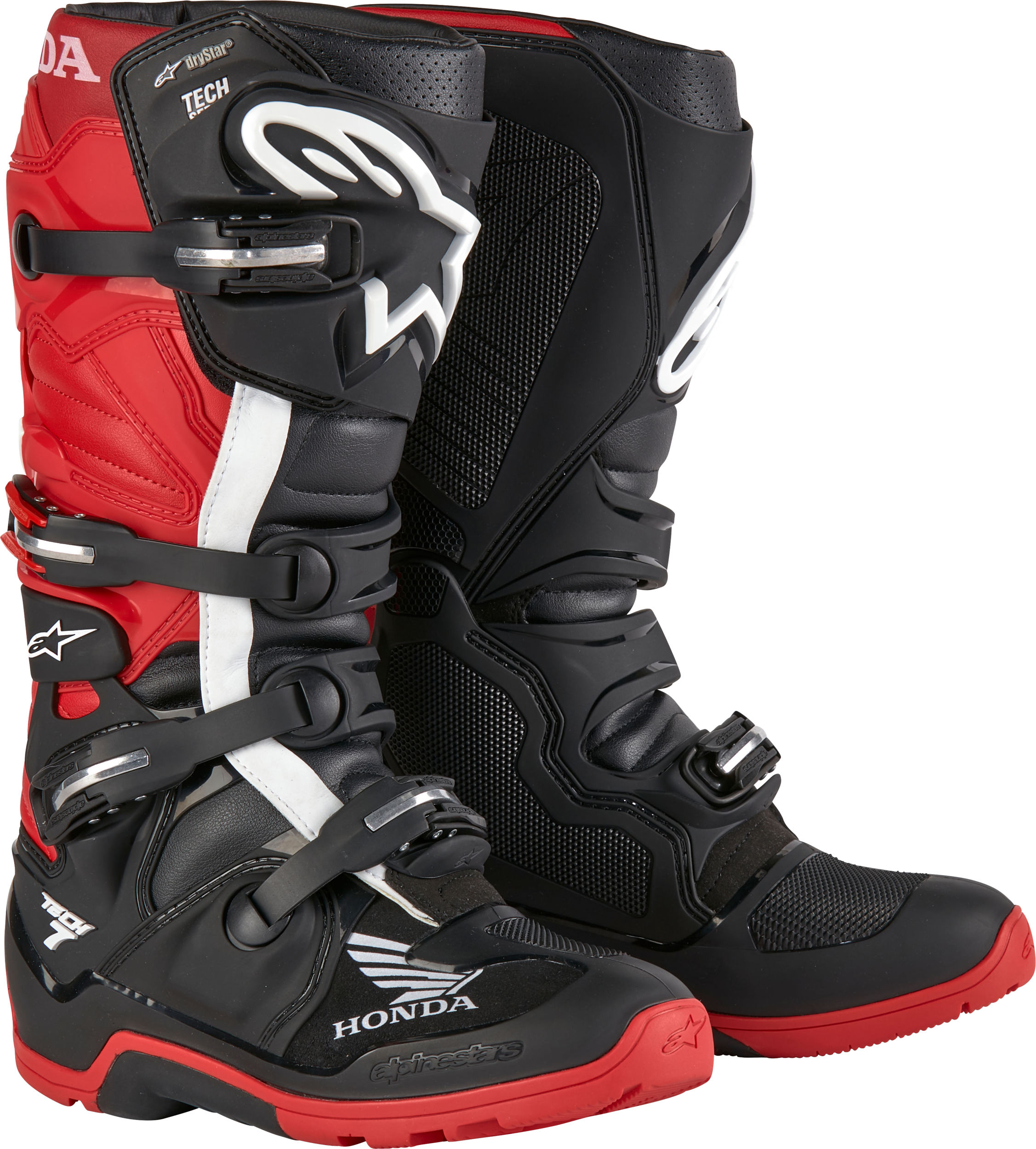 Honda Tech 7 Enduro Drystar Black/Bright Red Sz 16